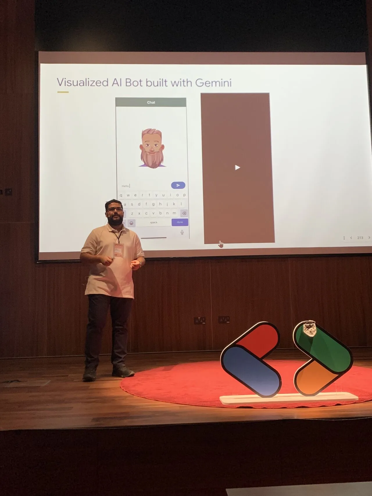 Sayed Ali Alkamel presenting a Gemini AI demo at DevFest Amman 2024