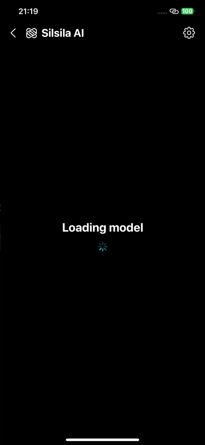 Silsila AI loading the on-device model on launch