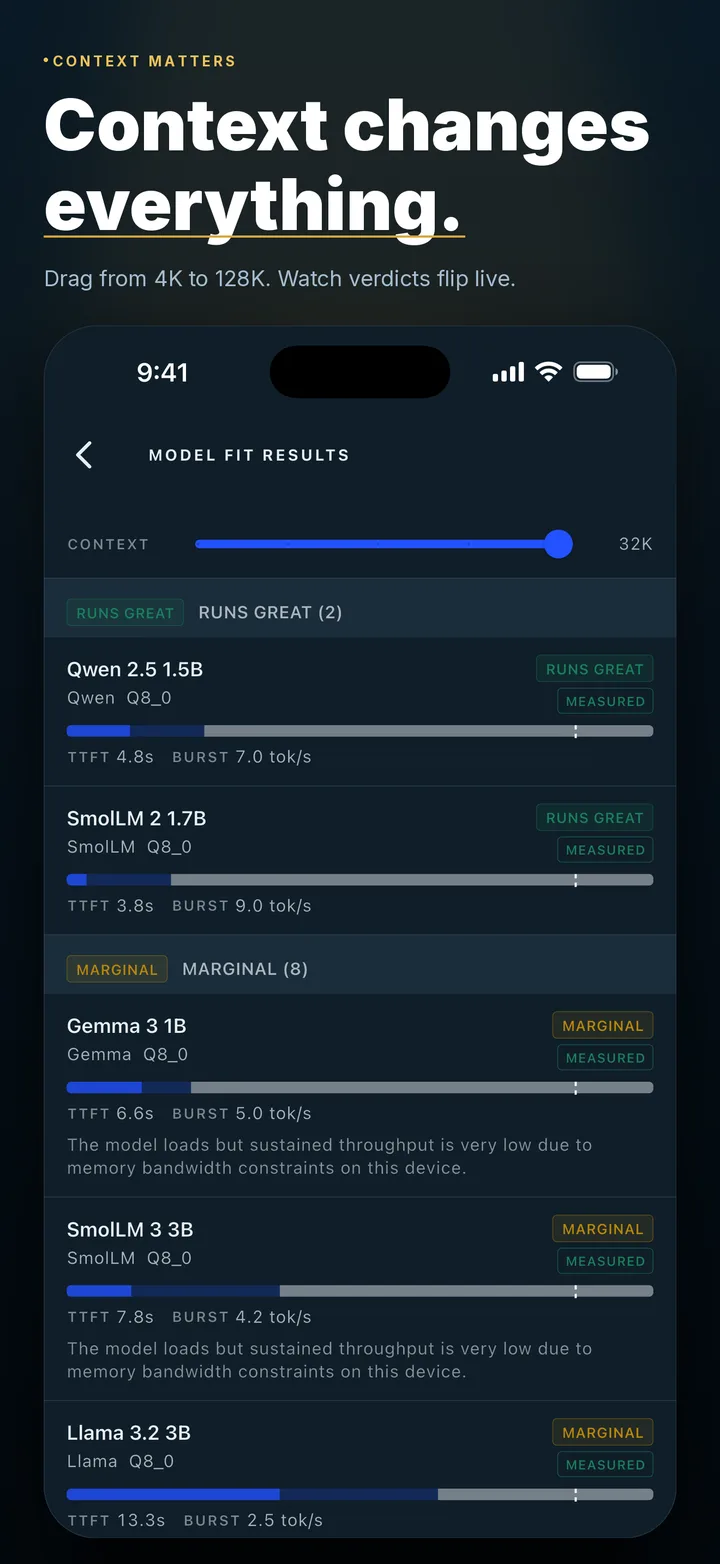 Context length slider set to 16K tokens, showing updated model verdicts
